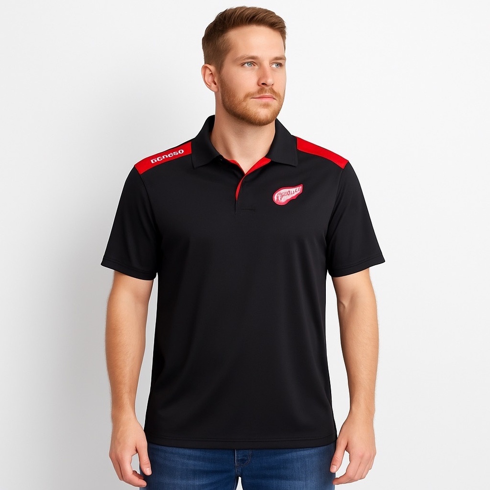 EUC Reebok Detroit Red Wings Center Ice Polo Shirt – Size XL – Black/Red - P267